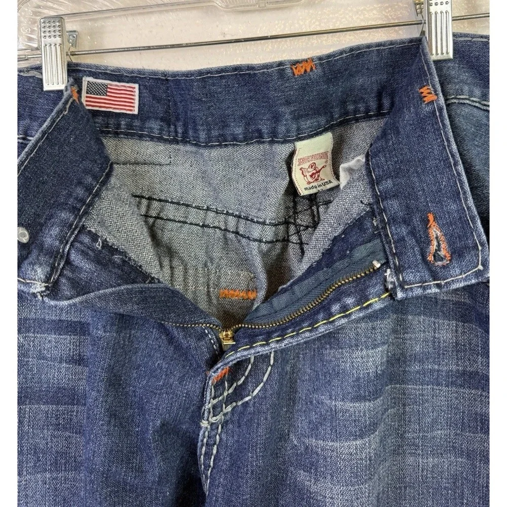 Vtg True Religion World Tour Jeans Mens 42x32 Embroidered Patch USA‎ Grunge Hip